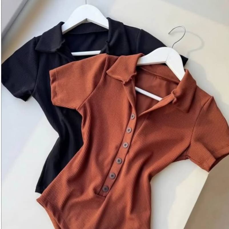 KIT 3 Body Polo Feminino Com Botões Moda Verão Bori Gola