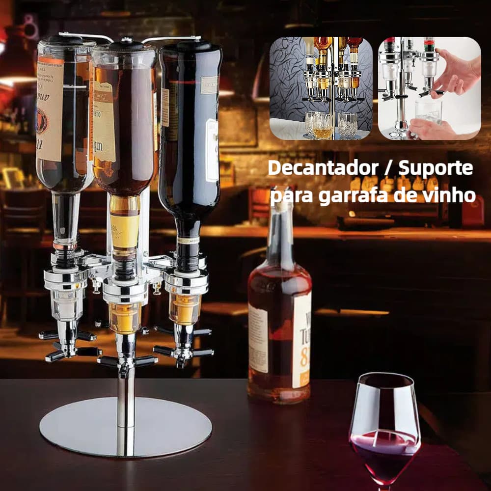 Dispenser Porta Dosador Bar Dose de 30ml Giratório Porta Bebidas Shot Para 6 Garrafas Bar Butler