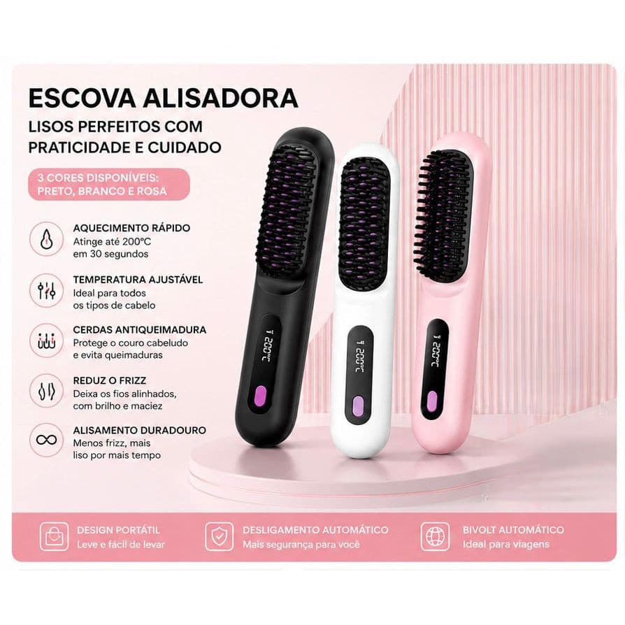 Nova chapinha de cabelo sem fio, com visor digital, recarregável, mini chapinha portátil para viagens, dois em um: alisa
