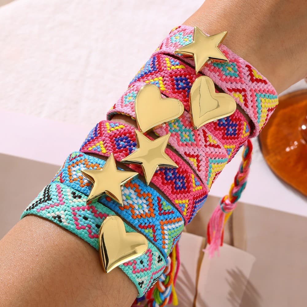 Pulseira trançada estilo Samba Pulseira colorida da amizade boêmia