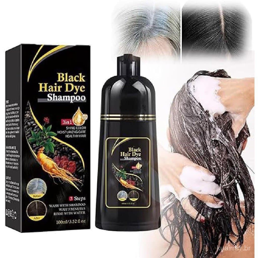 Shampoo Colorante Kokila, Shampoo Colorante 3 em 1 para Cobertura de Cabelos Brancos, Shampoo Tintura para Cabelos Cinze