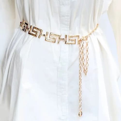 Cinto Feminino Corrente Dourado Moda Influencer