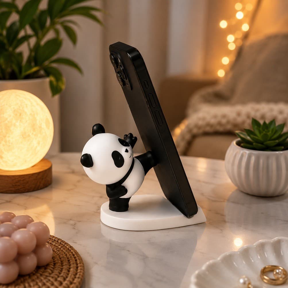 Suporte Apoio Para Celular Panda Decoração Mesa Escritório Presente Fofo Decorativo Resina