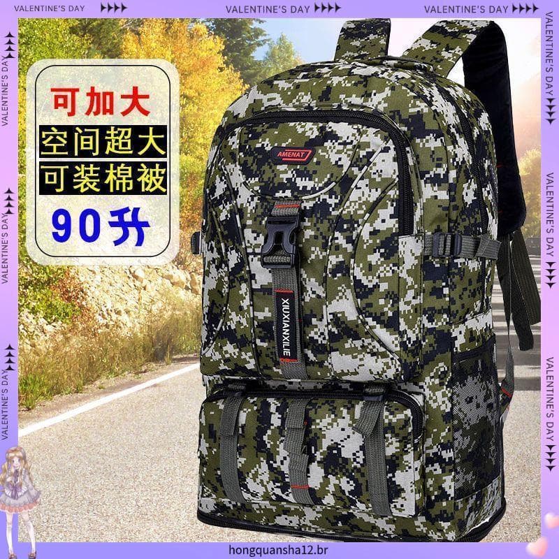 90L Super grande capacidade saco de escalada ao ar livre dos homens engrossado camuflagem mochila trabalho trabalhadores