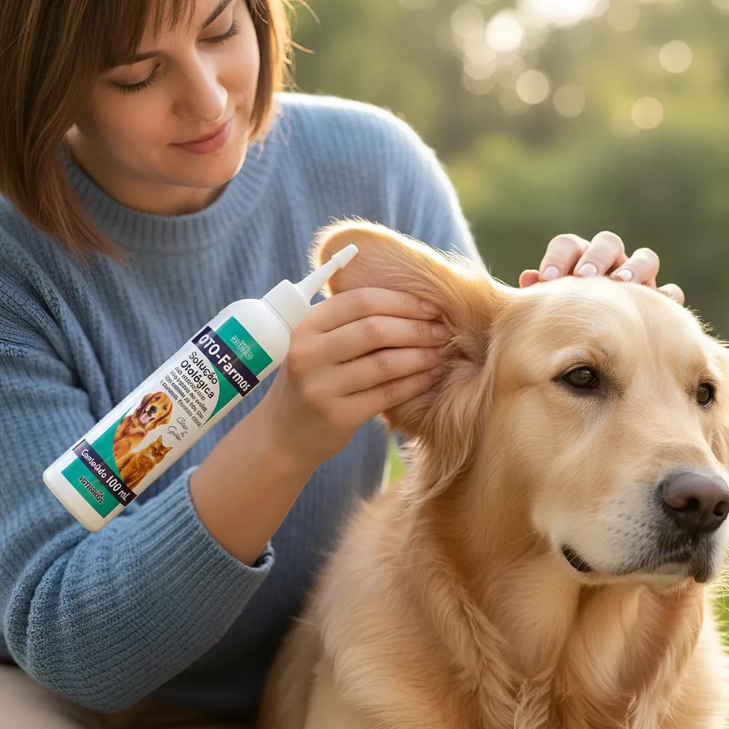 Higienizador Auricular De Orelhas Para Cães E Gatos Oto Farmos Solução Otológica 100ml