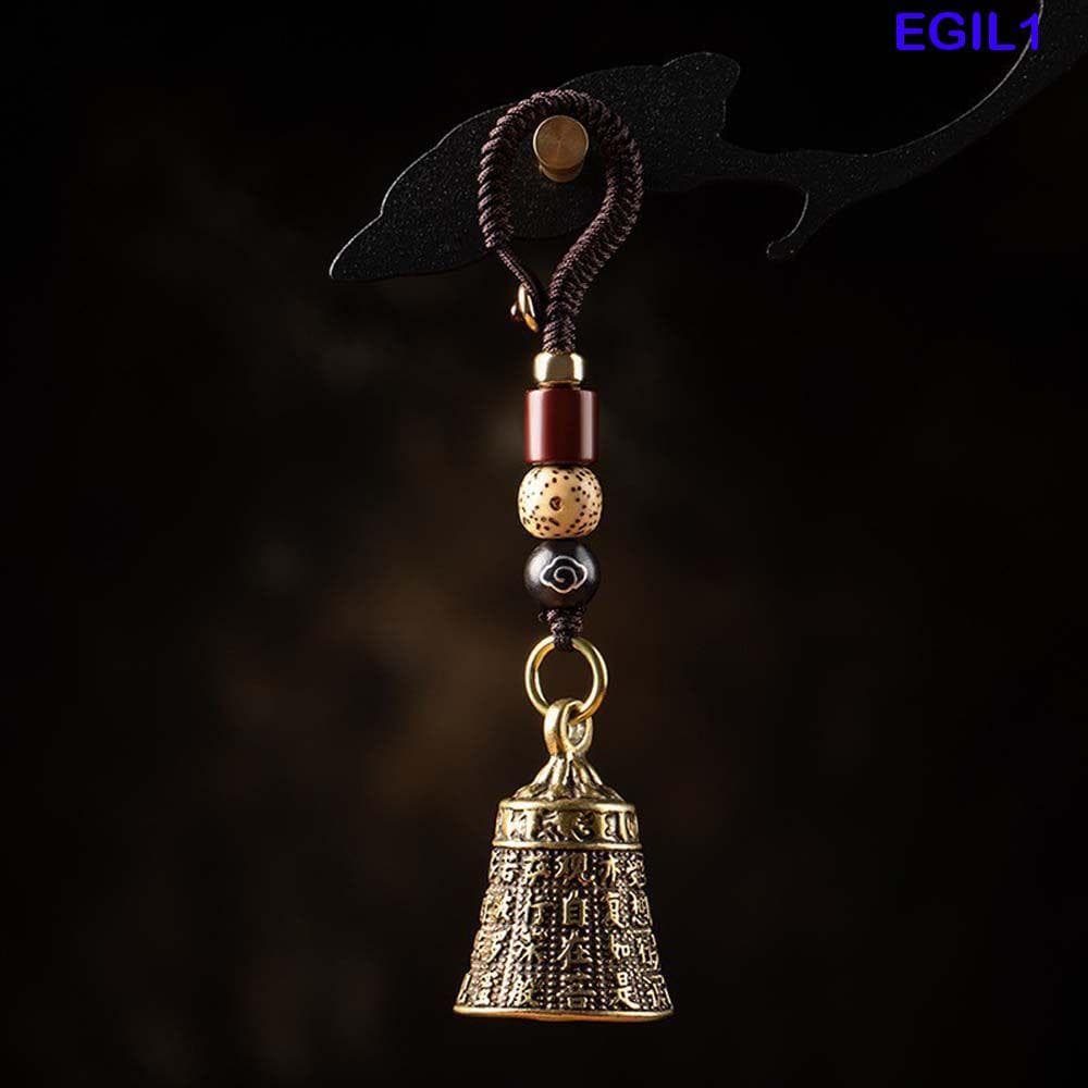 EGIL1 Chaveiro De Carro Acessórios Interiores Sino De Bronze Escritura Sutra Cordão Pingentes Corda Da Sorte