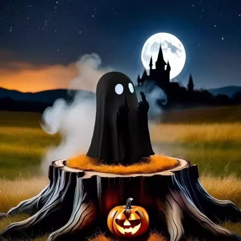 Nova Decoração de Halloween com Fantasma Fofo Apontando o Dedo do Meio