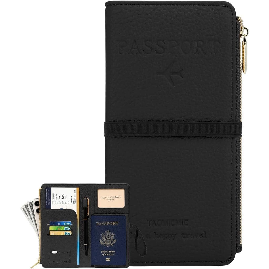 Porta-passaporte DOB SECHS para viagens, carteira de couro para passaporte feminina com bloqueio RFID, capa para passapo