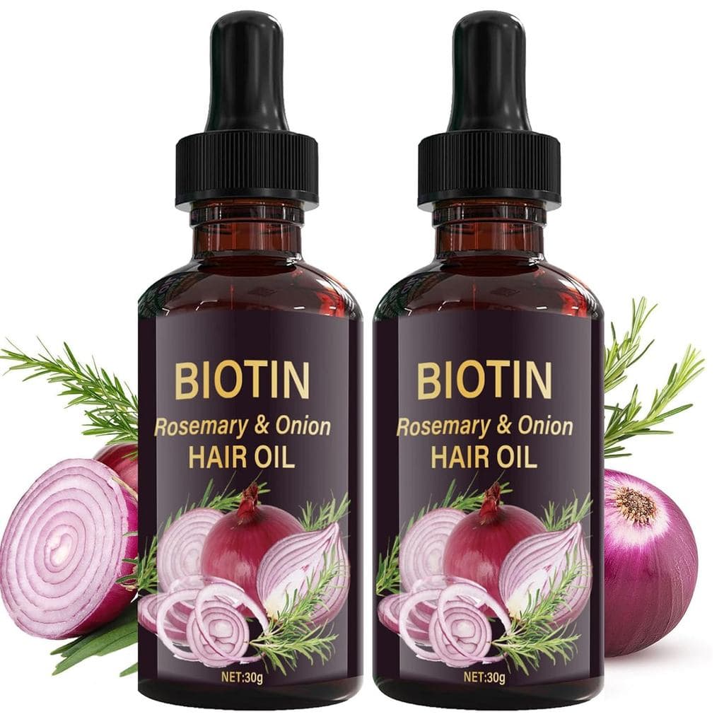2 unidades de Óleo Capilar de Cebola, Biotina e Alecrim para Crescimento Capilar, Óleo Capilar Hidratante Anti-Frizz de