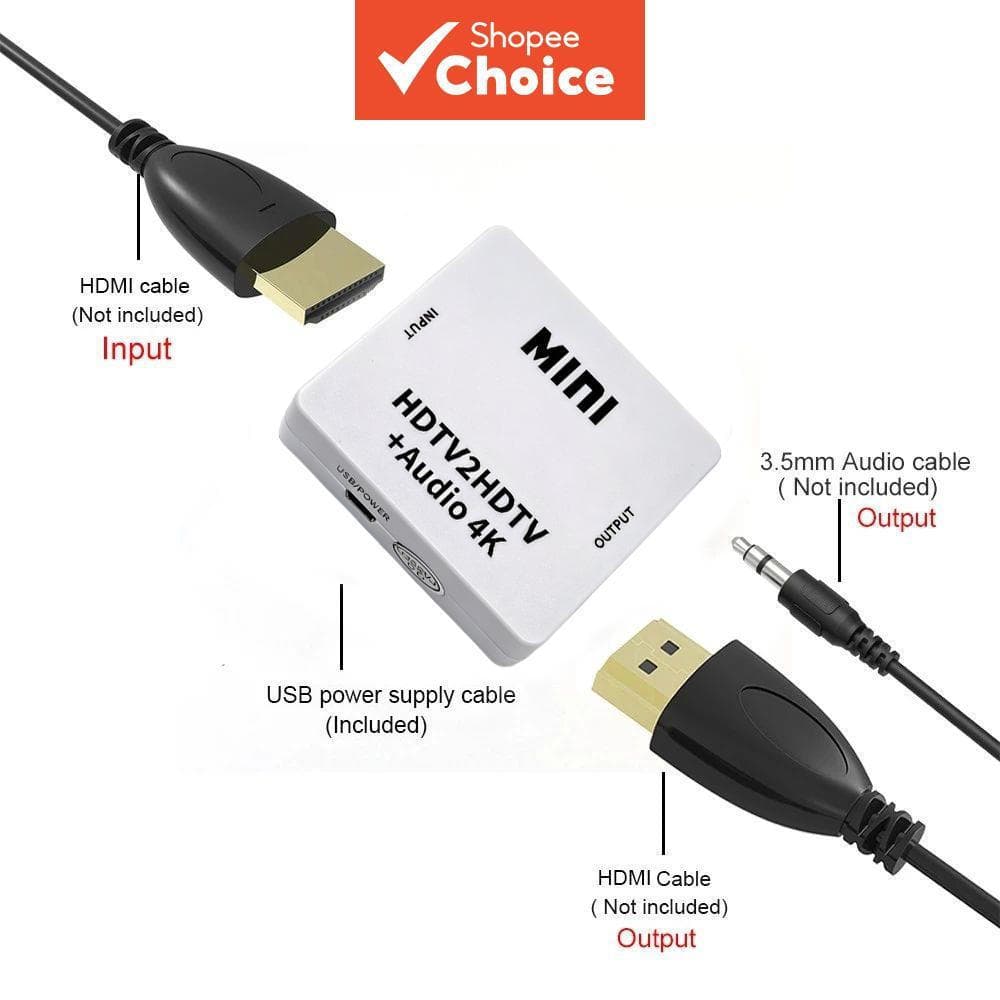Adaptador Extrator De Áudio HDMI 1080P Conversor De Entrada Estéreo De 3.5 Mm Para PC