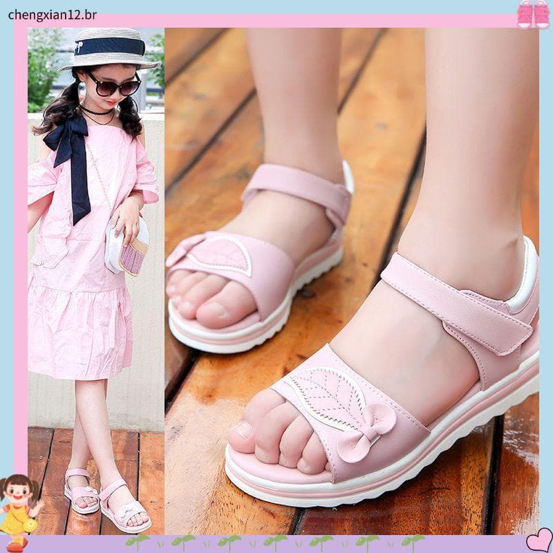 Meninas sandálias verão princesa sapatos versão coreana 2025 novo estilo meninas sola macia médio grande crianças sola m