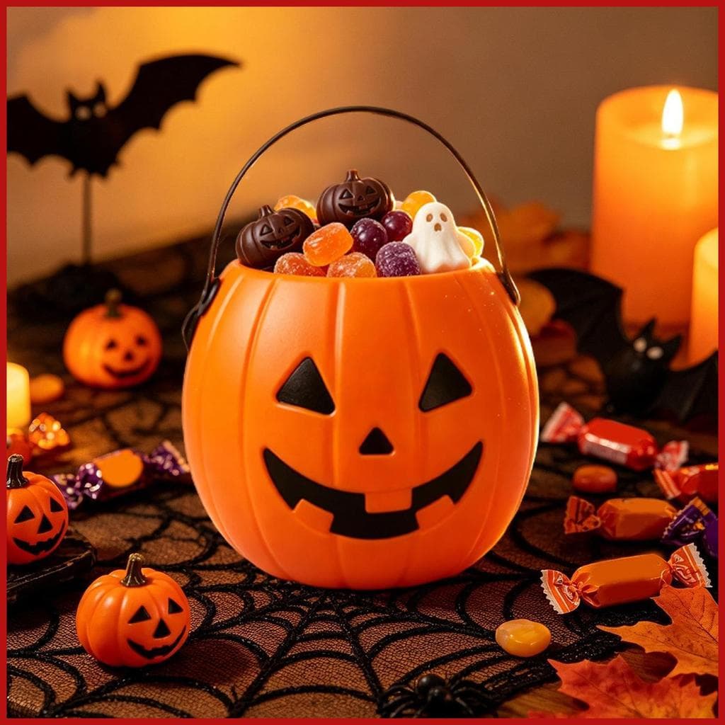Balde De Abóbora Assustador Grande Capacidade Saco Goodie Halloween Doces Para Crianças Meninos Meninas Festa De Férias