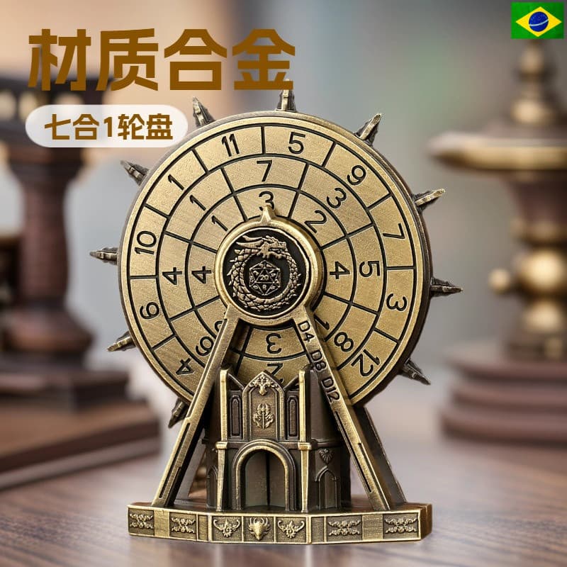 Dados Poliédricos D&D 7 em 1 |     Roda da Fortuna Dragão Giratório Segurando Serpente Cor Metálica |     Me 123 Jogo RP