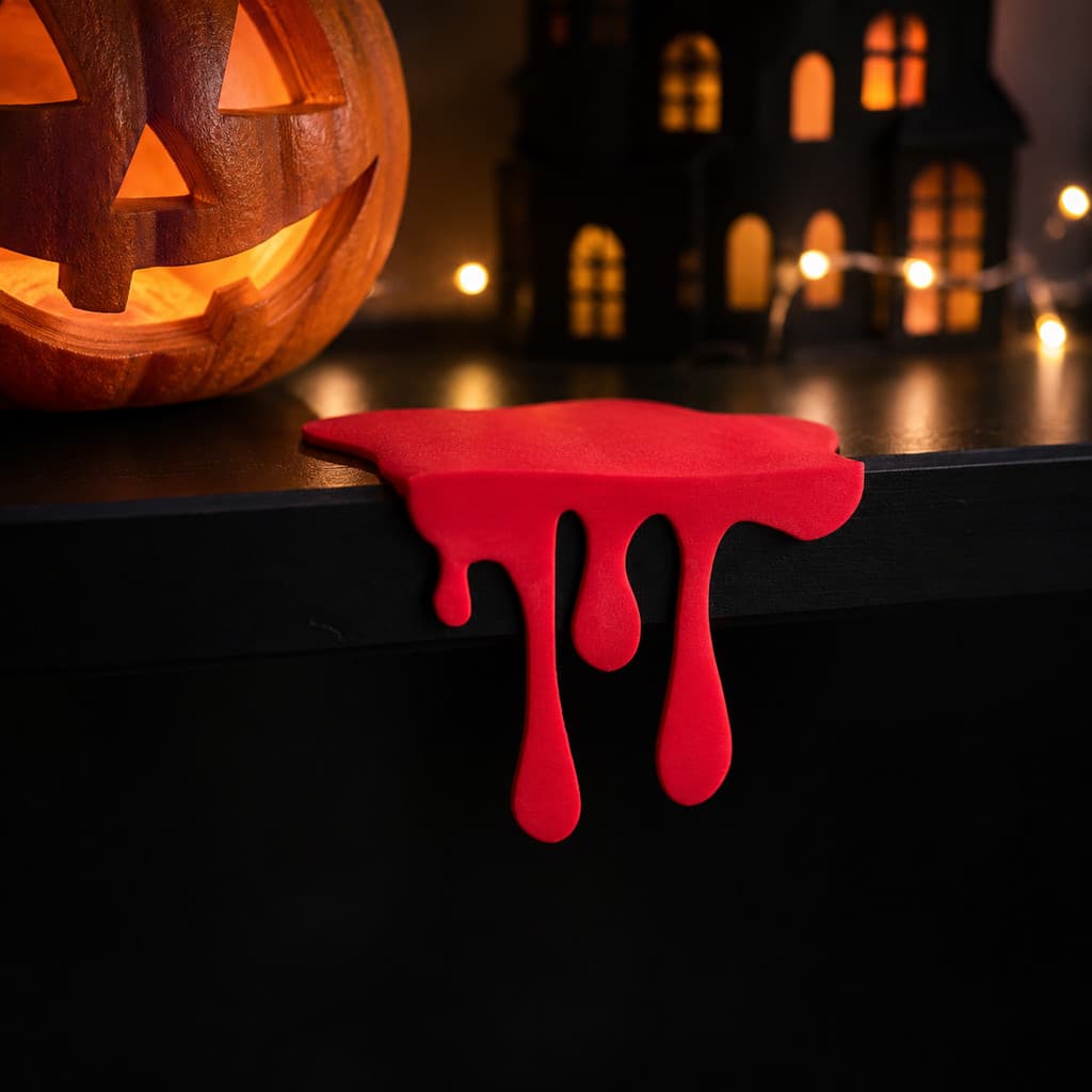 Decoração Sangue Gosma Vermelho Escorrendo Halloween Divertido Ambiente Tématico Festas Prateleiras MesasImpressão 3D
