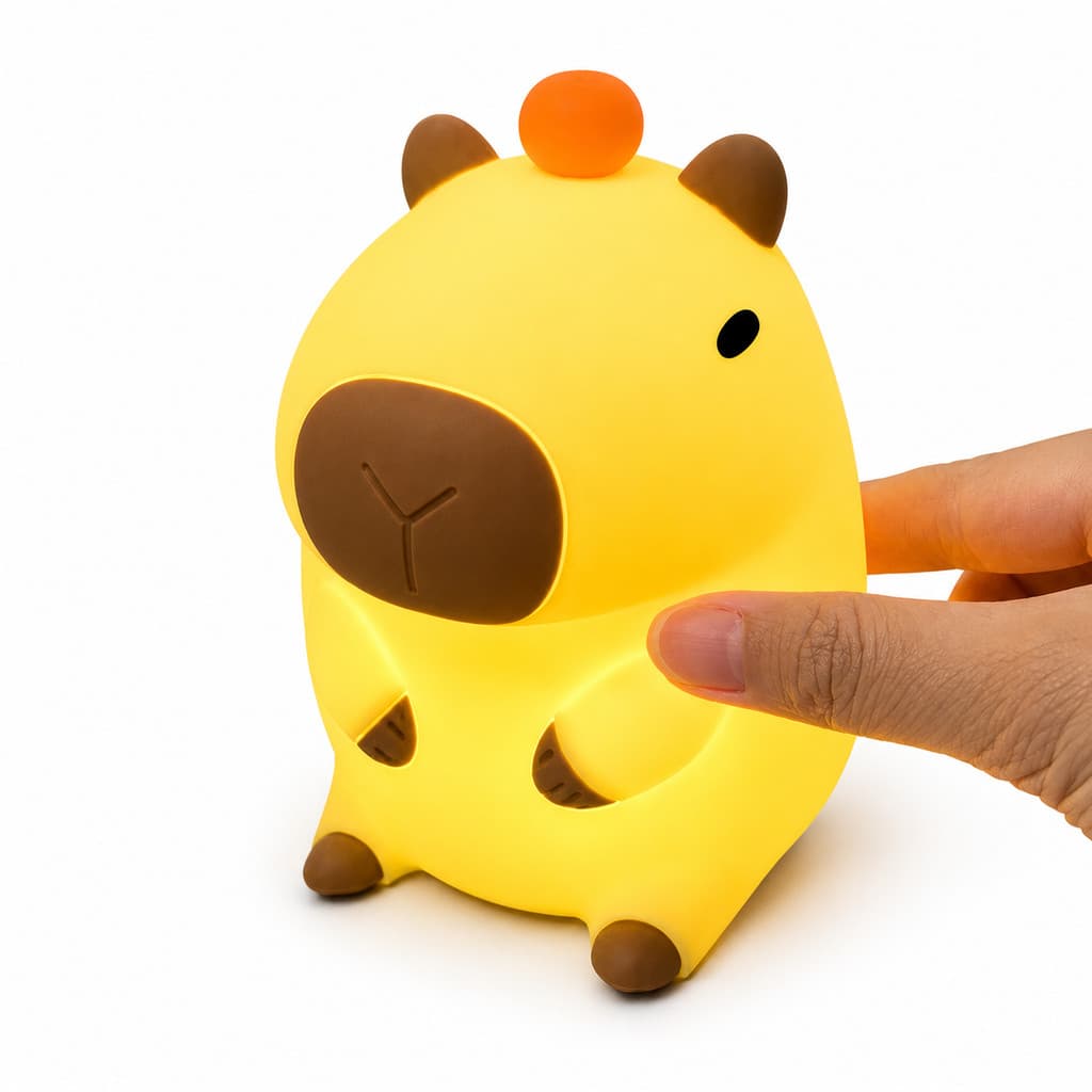 Luminária De Mesa Capybara Silicone 7 Cores De Iluminacao Night Light USB Luz Nocturna Recarregável