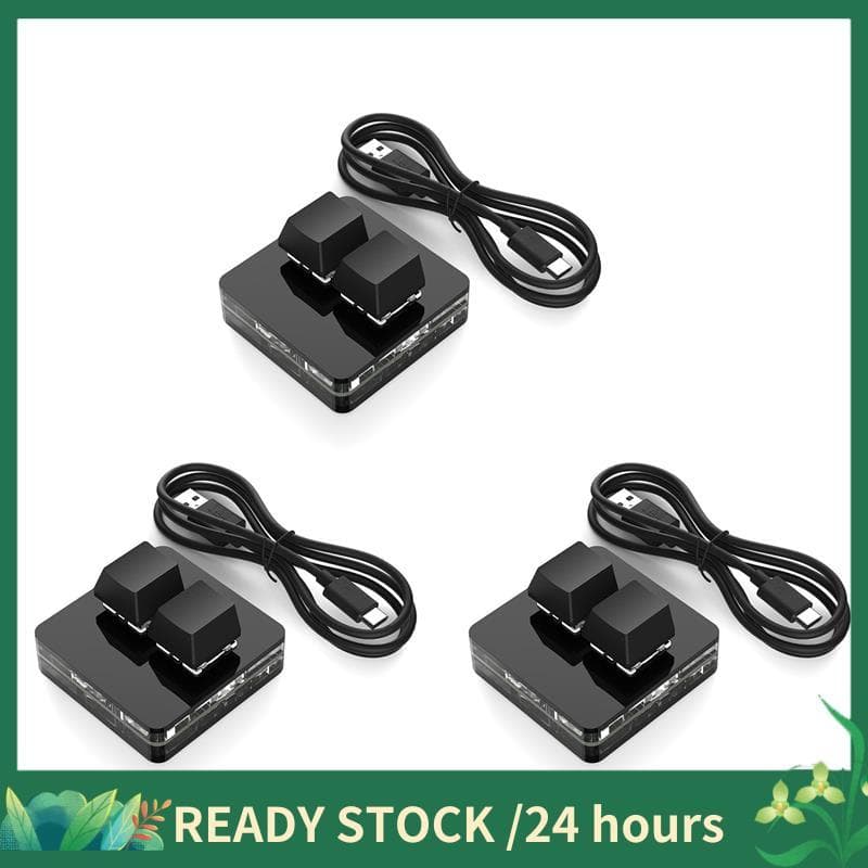 3X Mini Teclado Personalizado 2 Teclas RGB Macro OSU Mecânico Programável Para Trabalhar Jogos , Preto Tipo A