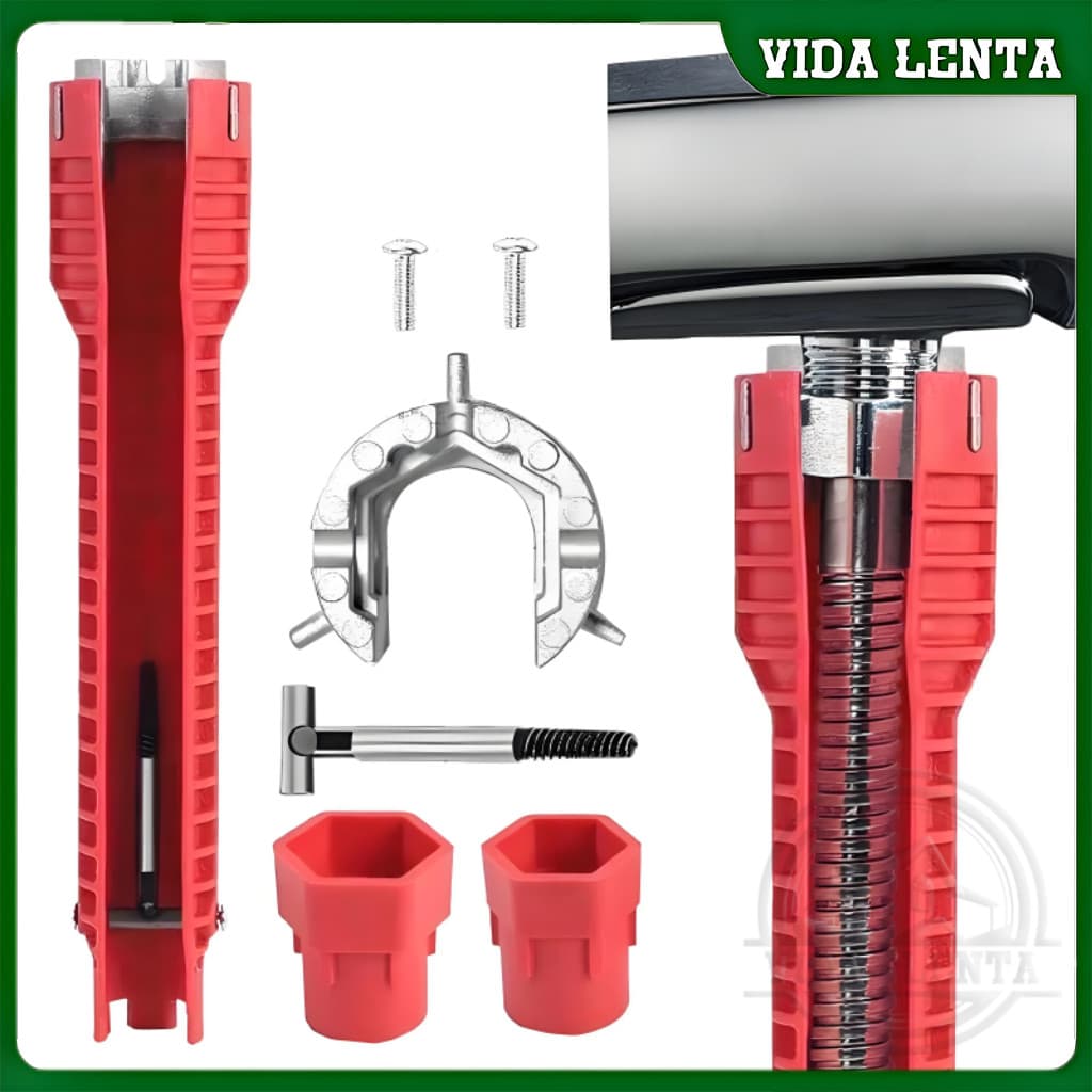 Chave 8 Em 1 Multiuso Cano Torneira Filtro Encanamento Inglesa Ferramenta Reparos Difícil Acesso