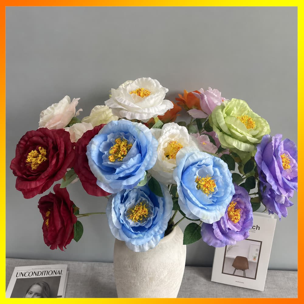 Flores Falsas De Seda Falsa , Artificiais Grandes E Completas , Flor Artificial Realista De Haste Única Para Exibição Co