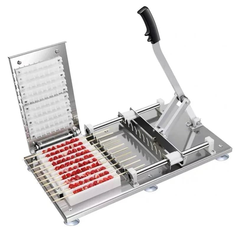 Manual Satay Espeto Máquina Churrasco De Aço Inoxidável Carneiro Kebab Cordeiro Ferramentas Doner Carne Usar Corda