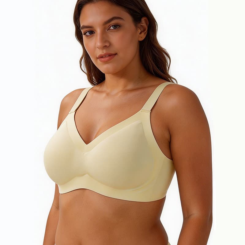 [EM ESTOQUE] Sutiã Sem Costura Plus Size Sem Aro Push Up Anti-Flacidez Invisível Ultra Confortável Para Seios Grandes Co