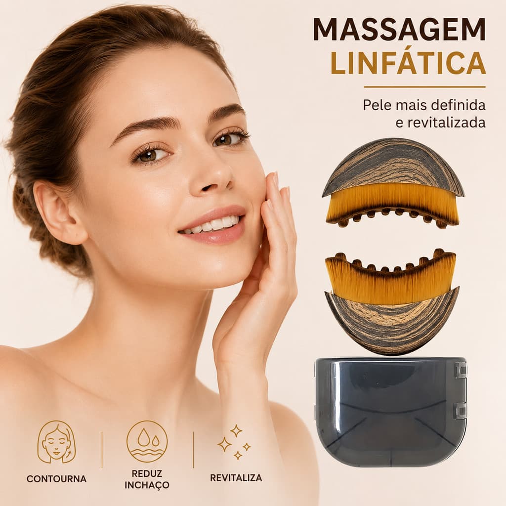 Escova Facial Drenagem Linfática Contorno Rosto Massageador Facial Anti Inchaço Massagem