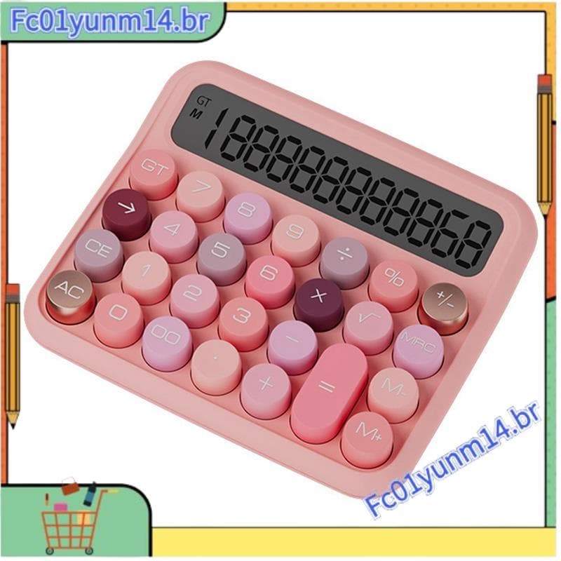 Calculadora Mecânica De 12 Dígitos Com Display LCD De 5 Polegadas , Botões Grandes , De Mesa Fofa Para Uso Doméstico