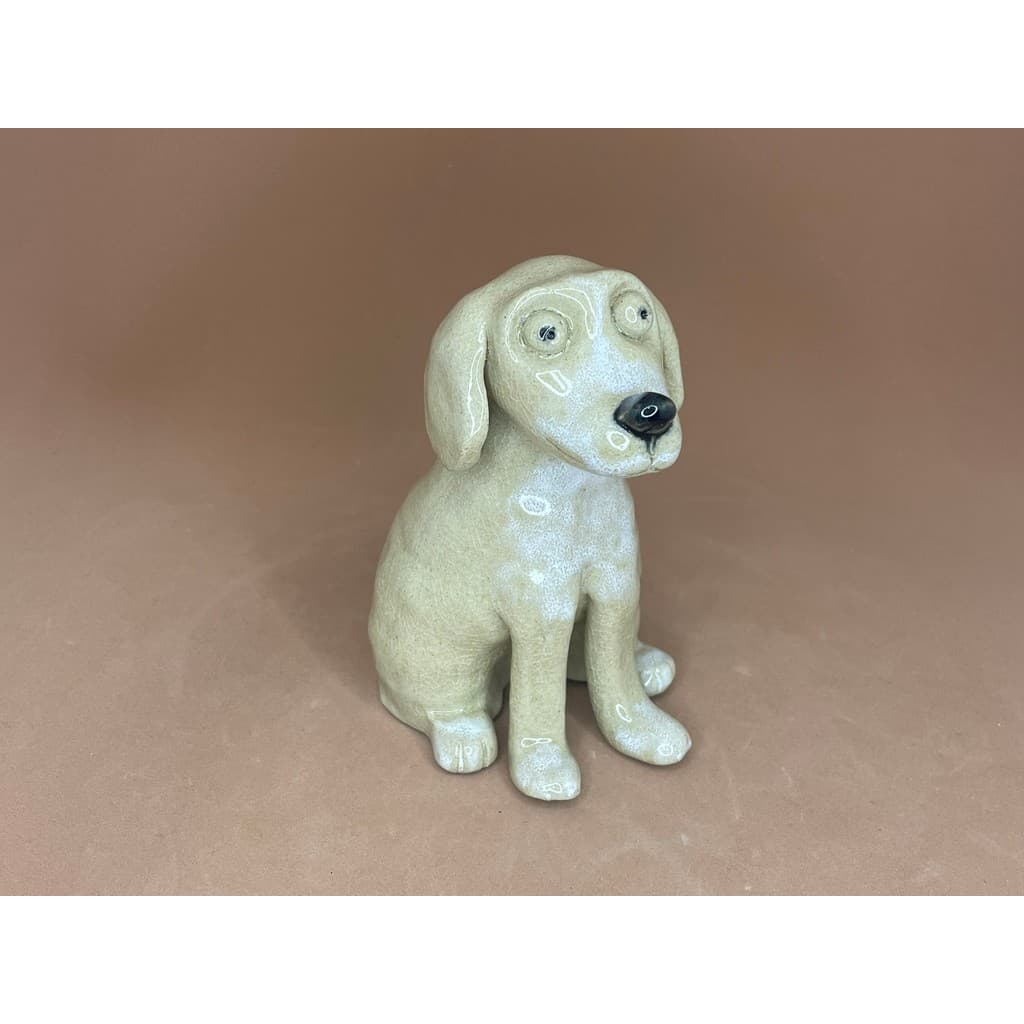 Escultura de Cachorro de Cerâmica Artesanal Caramelo