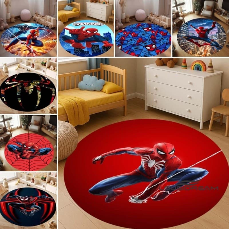 Tapete redondo Spiderman dos desenhos animados tapete quarto jogo redondo cadeira de computador decoração para casa tape