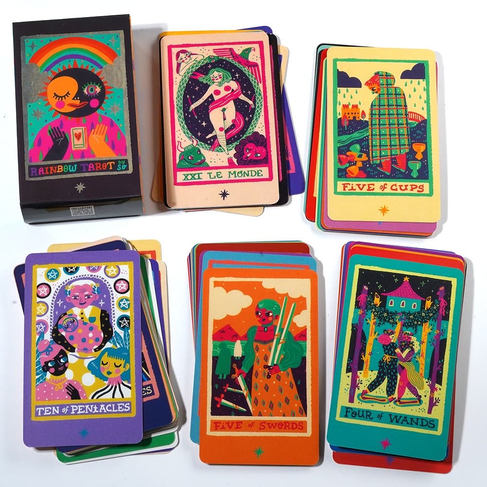 O Baralho De Tarô Arco-Íris 78-Cartão Por Sonialazo Divinação Fortuna Jogo De Cartas De Contador De Bruxas Para Iniciant