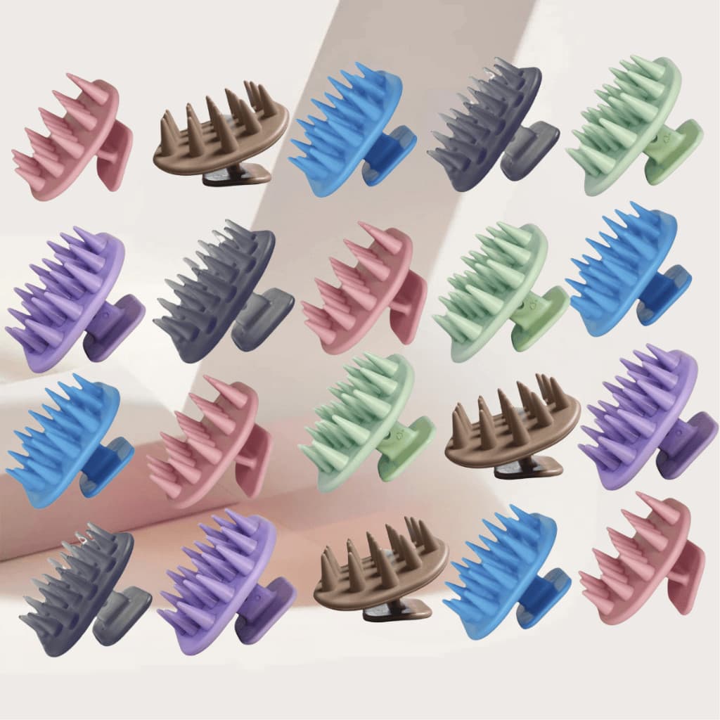 Kit 20 Escovas de Silicone para Cabelos – Limpeza e Estímulo Capilar