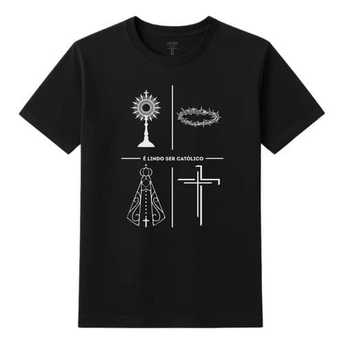 Camiseta Infantil Cristã Católica Minimalista 100% Algodão Estampada Unissex Moda Kids