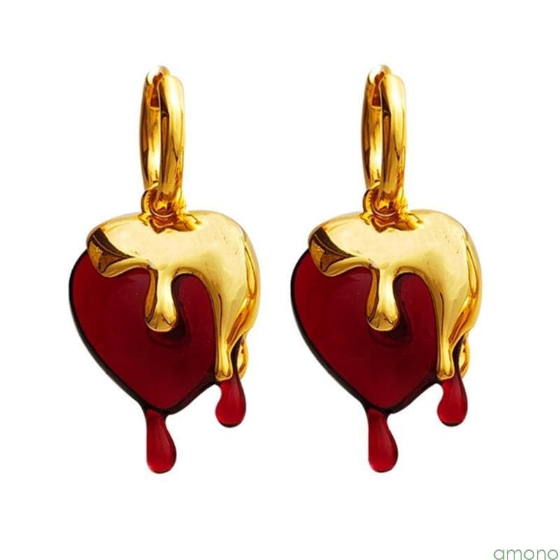 Amon Irregular Coração Hoop Brincos Vermelho Gota Balançar Brinco Baile Festa Jóias Presentes Do Dia Dos Namorad