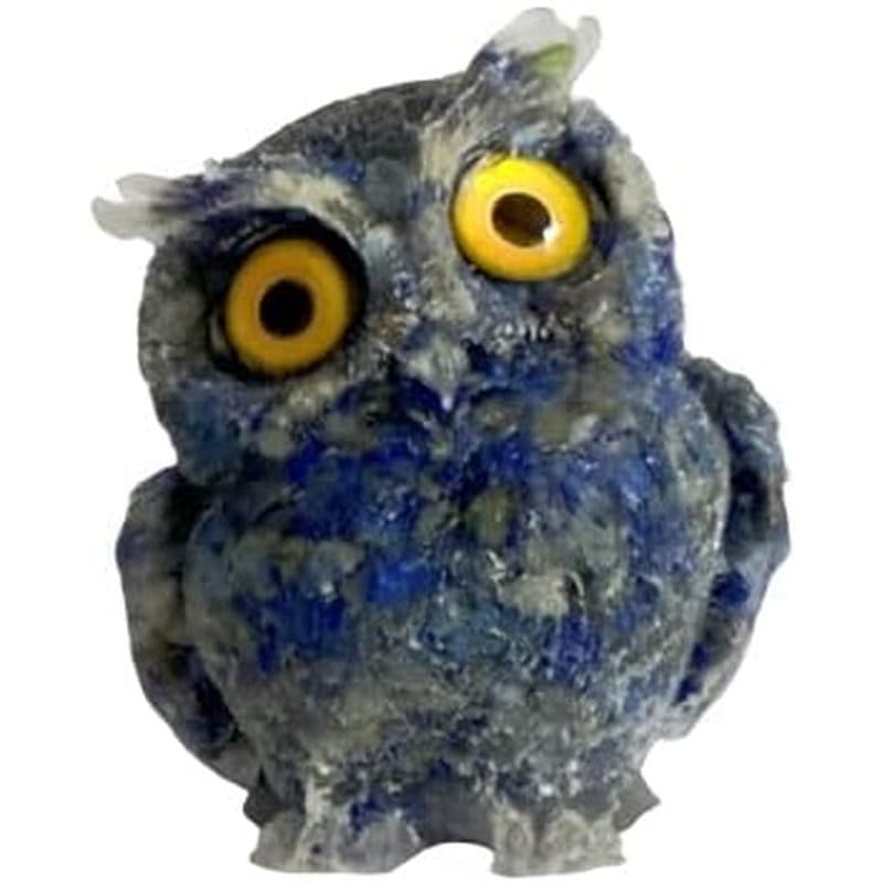 Decoração de coruja de estátua de coruja de cristal Natural esculpida à mão, estátua de coruja azul, decoração de mesa d