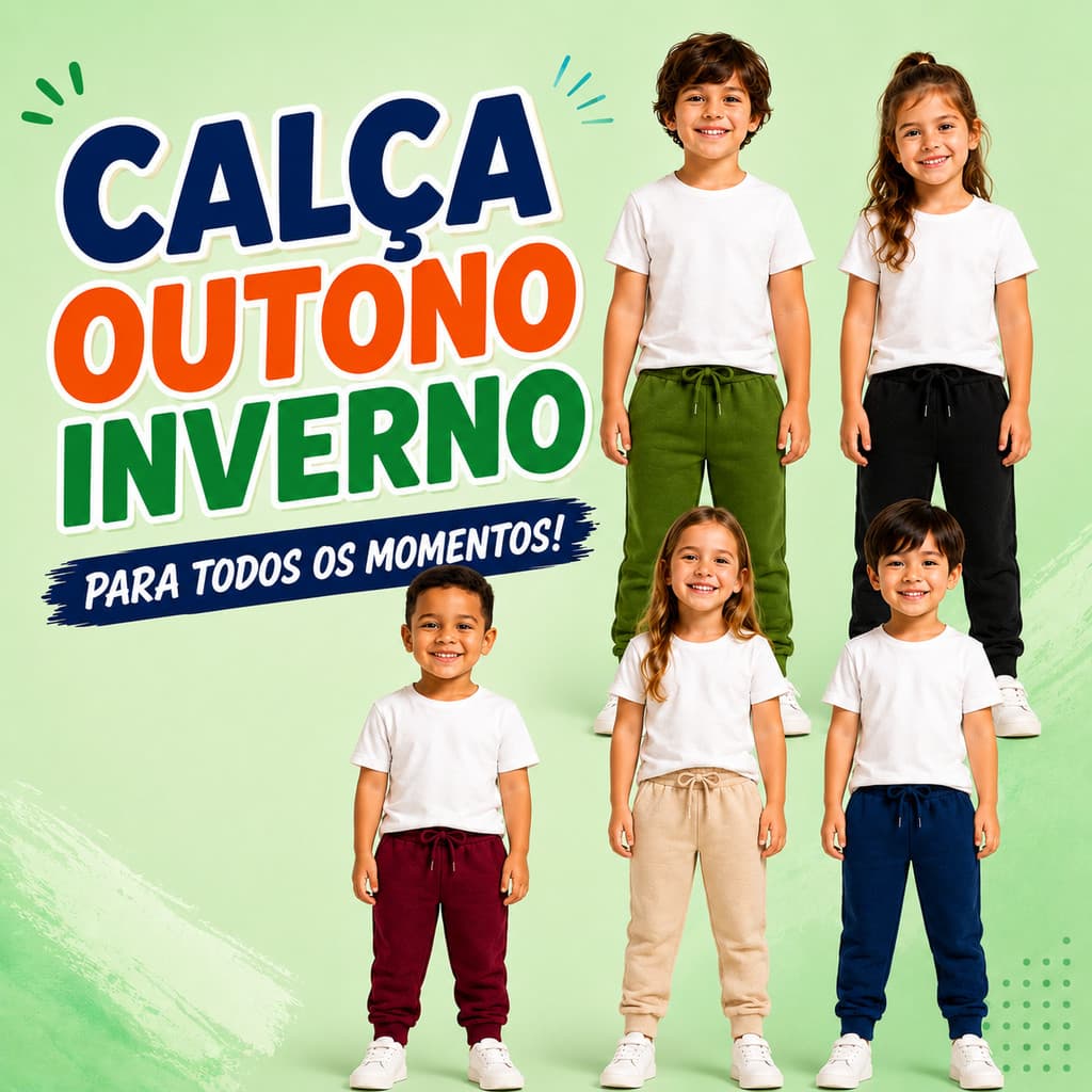 Kit Calças De Moletom 4/5/6 Unidades Abrigo de Frio Flanelado Inverno Cores Infantil Toque Macio Com Punho