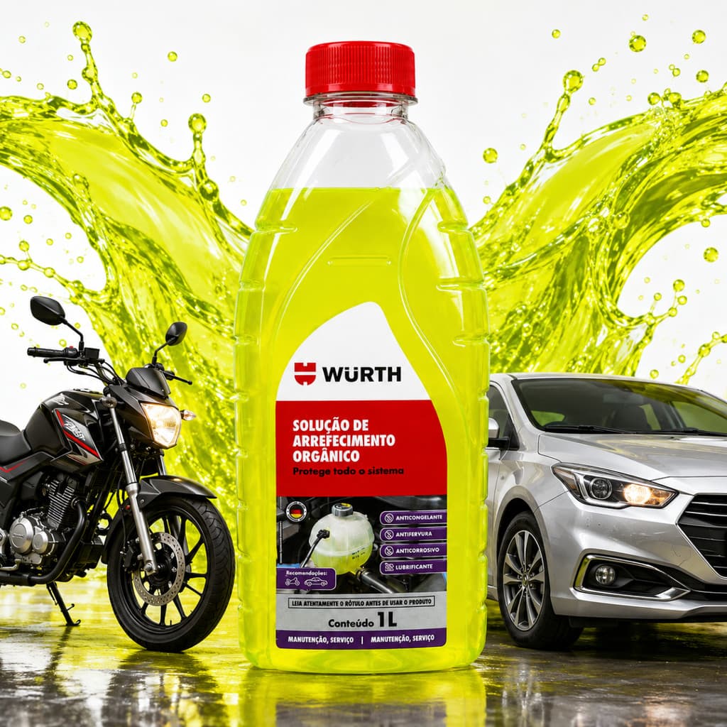 Aditivo Radiador Wurth Amarelo 1 Litro Orgânico Carro e Moto