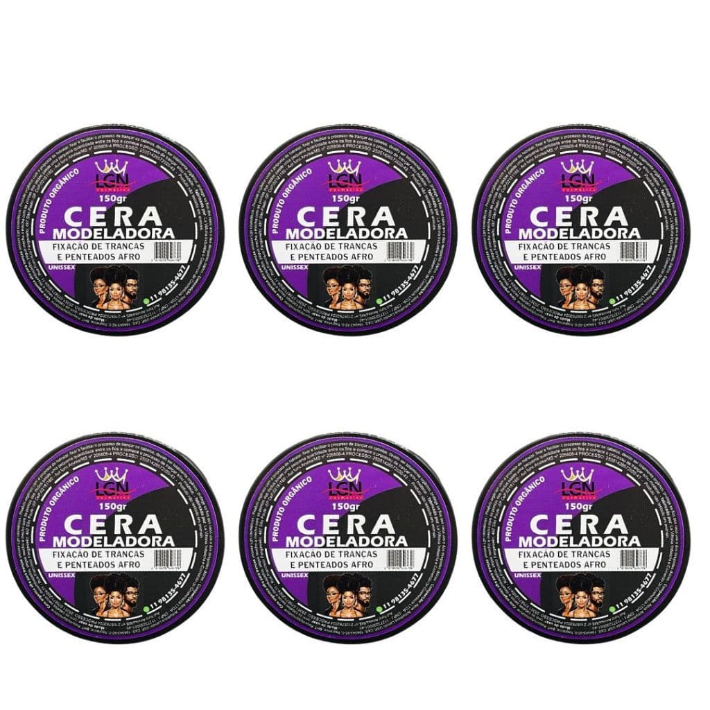 6 Un Cera para tranças e cabelos afros (100% orgânica) 150g - LGN Cosmétics