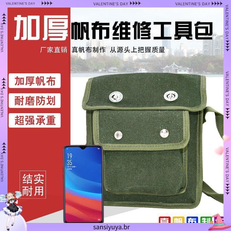 Bolsa de ferramentas de lona portátil espessada bolsa para eletricista bolsa de ombro pequena bolsa de construção seguro