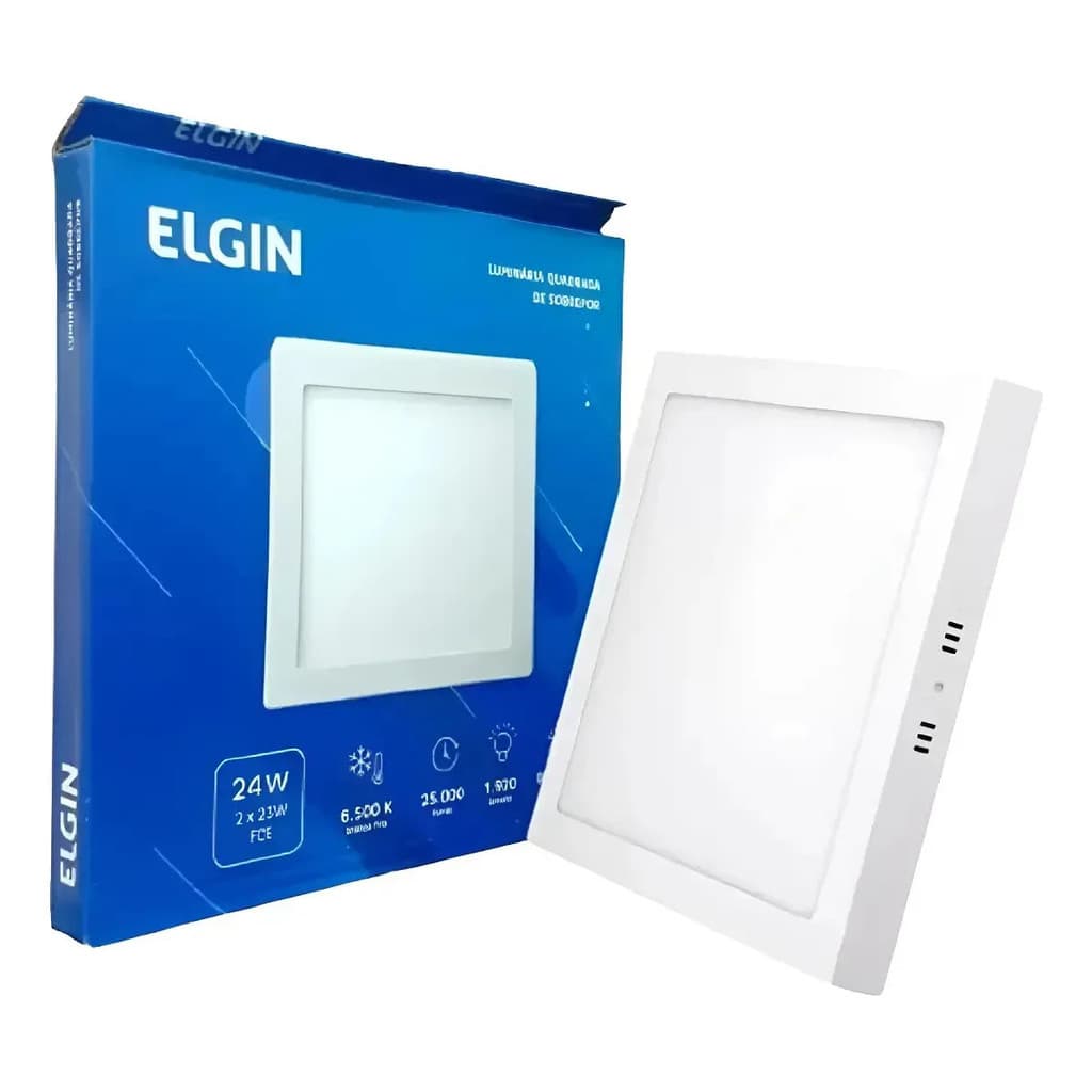 Kit 2 Painel Plafon 24w Elgin Led 6500k Quadrada Sobrepor