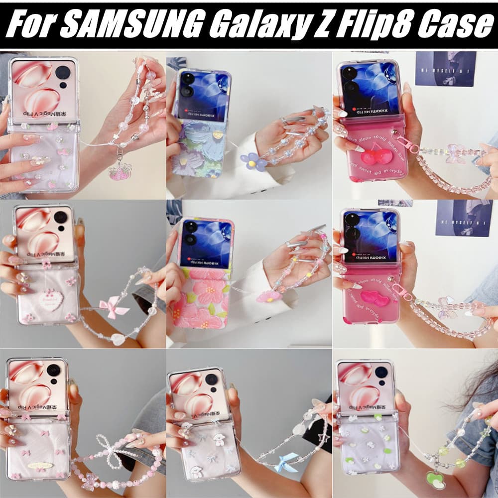 Para 2026 Samsung Z Flip 8 7 6 5 4 3 Capa De Tela Dobrável Celular Simples Pintura A Óleo graffiti Flores Dura PC De Trê