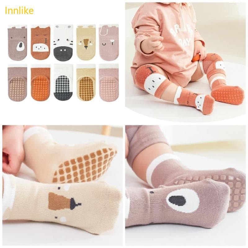 Innlike 1 Par Meias Deslizantes Para, Fofas Desenho Animado Projetadas Caminhada, E Outono