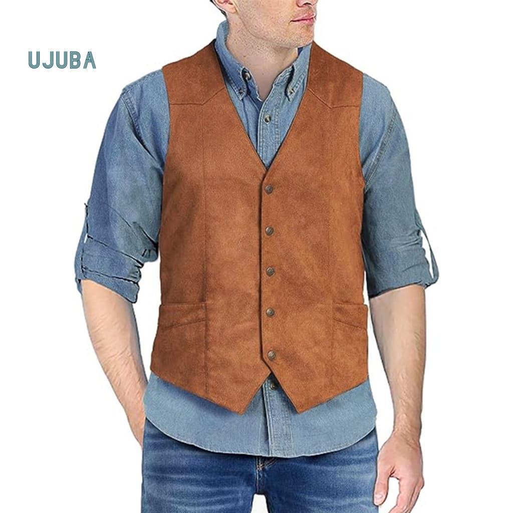 Men Formal Wear Professional Suit Vest Men's Slim Fit V-neck Waistcoat with Pockets Single Breasted Business Sleeveless