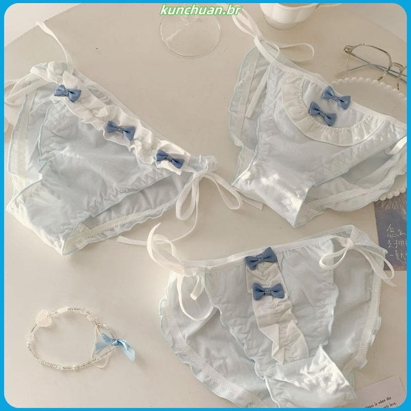 Doce estilo Bowknot puro desejo rendas senhoras Briefs 2026 novo estilo bonito fresco roupa interior feminina