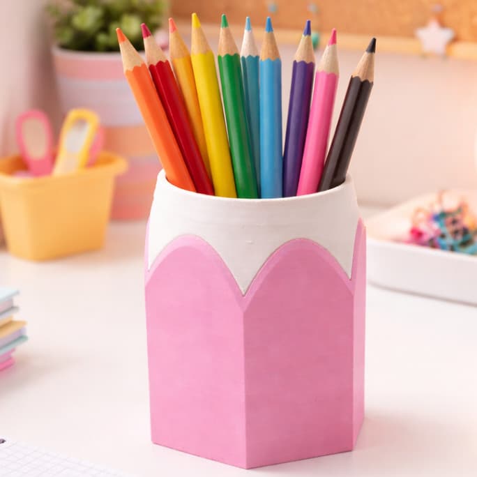 Porta Lápis Formato de Lápis Criativo Organizador Mesa Infantil Decorativo