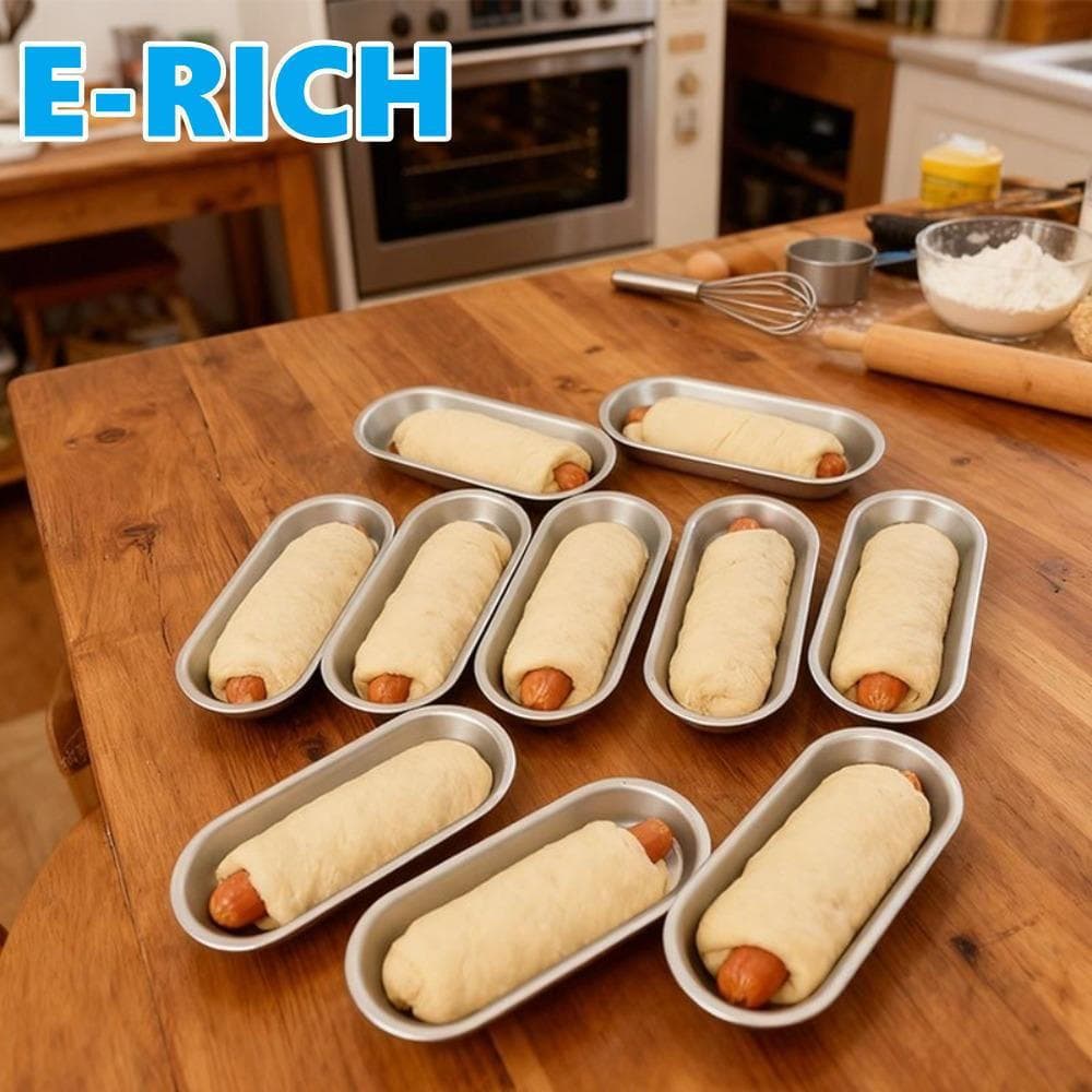 ERICH1 4 Peças Assadeira De Pão De Salsicha , Molde Oval De Liga De Alumínio Para Cachorro-Quente , Panela De Aqueciment