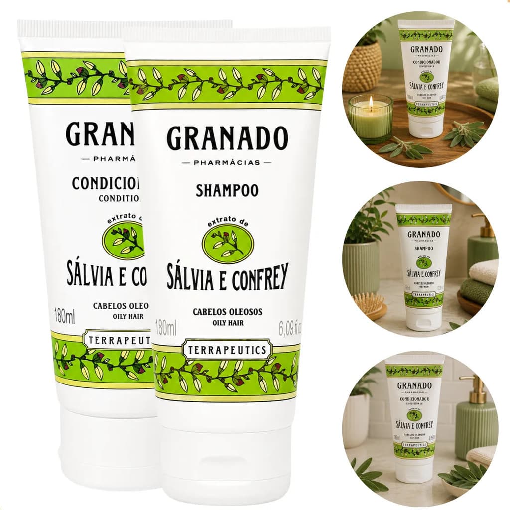 Shampoo & Condicionador Granado Sálvia Confrey Cabelo Oleoso