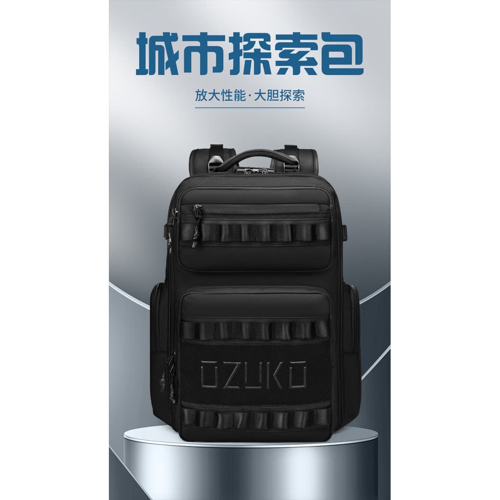Ozuko mochila tática masculina de grande capacidade à prova d'água esportes ao ar livre bolsa de viagem multifuncional C