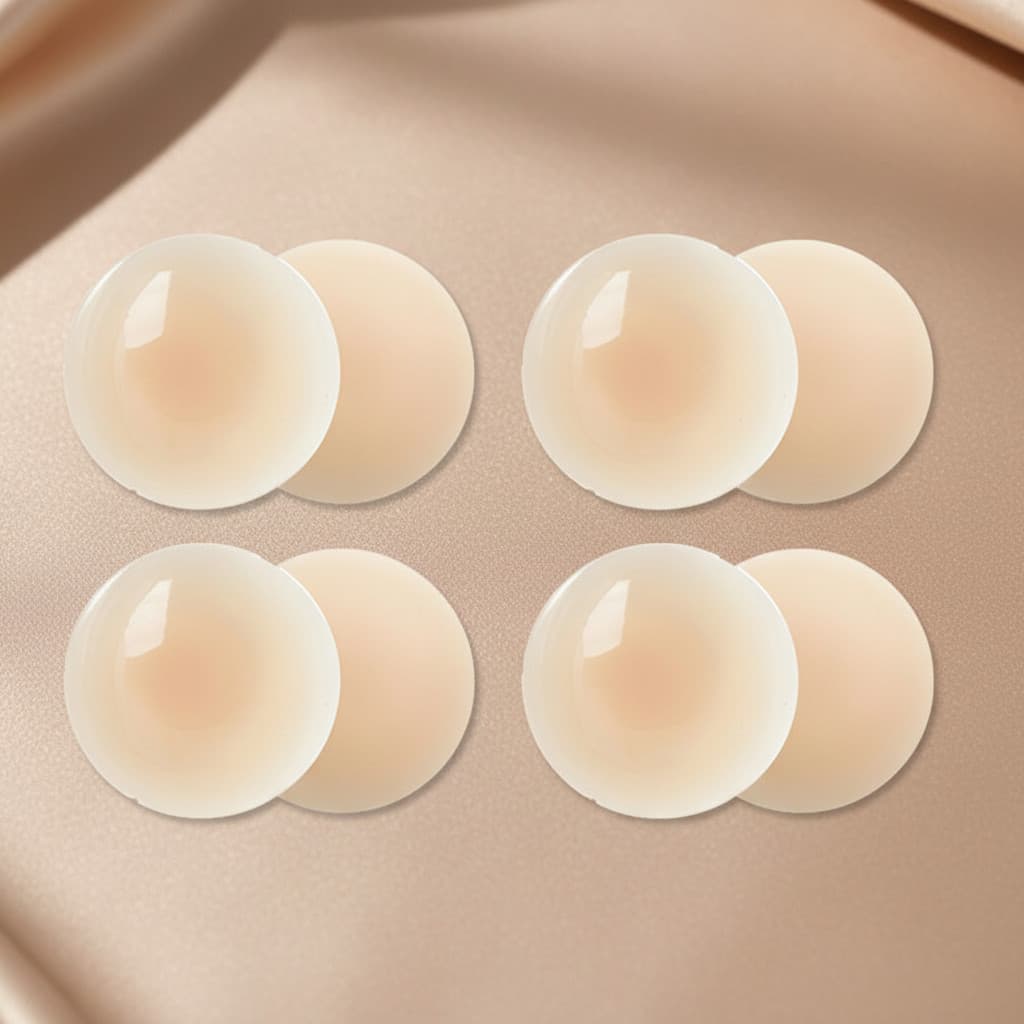 4 peças de adesivos de silicone reutilizáveis para seios - 7cm e 8cm, protetores de seios invisíveis, à prova d'água e r