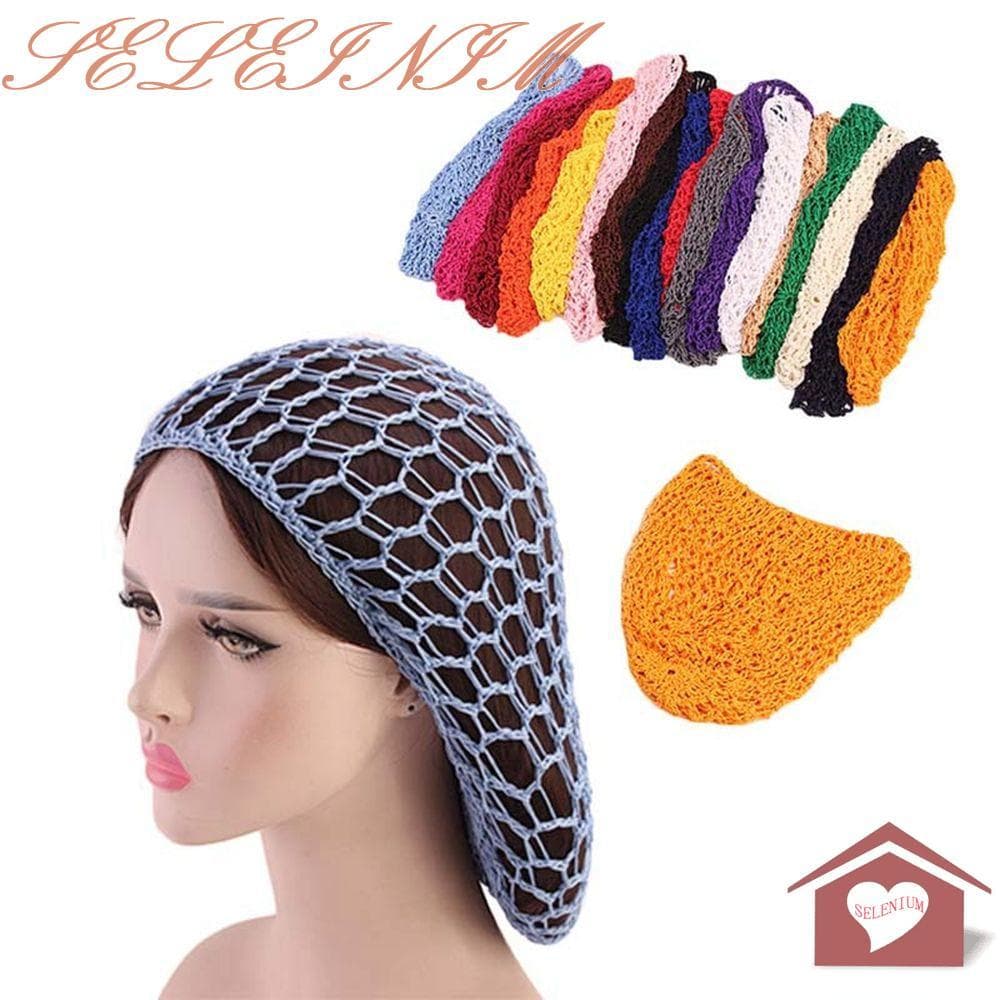 Selênio Malha Chapéu Turbantes Para Mulheres Snood Net Trança Turbante Gorros Bonés Feitos À Mão Headbands