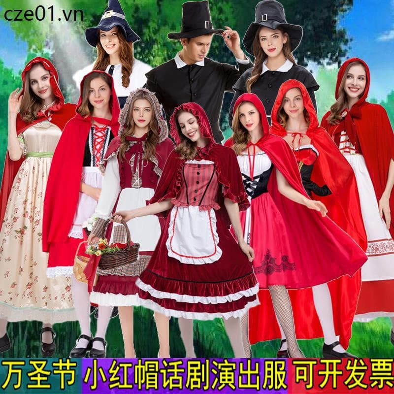 Halloween pequeno capuz vermelho traje cosplay crianças adulto pouco vermelho equitação capuz palco traje Bar festa fest