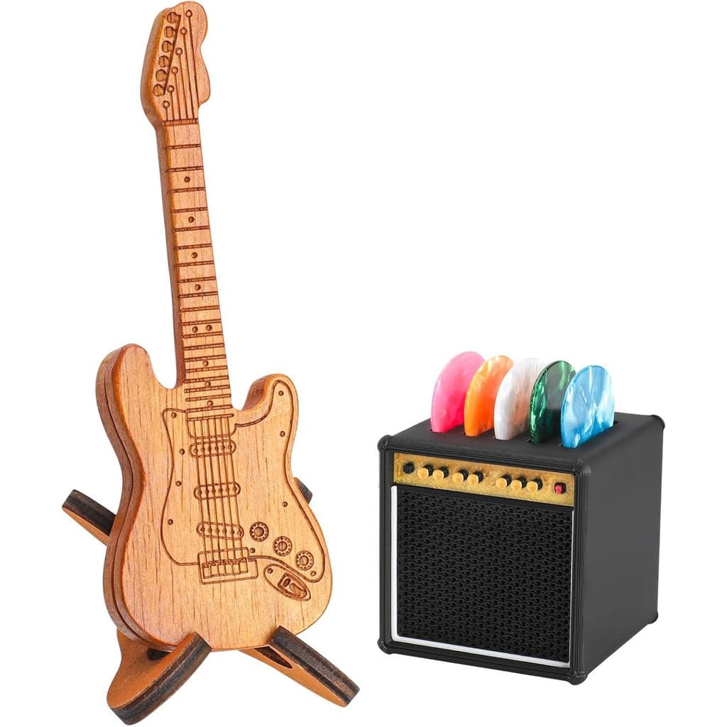 Caixa para Palhetas de Guitarra, Suporte para Palhetas de Amplificador e Suporte de Madeira para Palhetas de Guitarra co